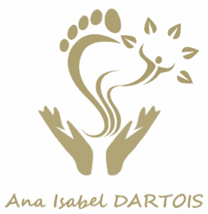 Logo représentant deux mains en soutien sous un pied avec un bonhomme plein d’énergie – symbole de réflexologie plantaire et mieux-être global